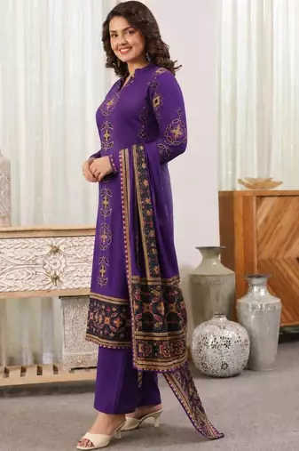 women ethnic motifs printed regular  cotton kurta with palazzos & with dupatta