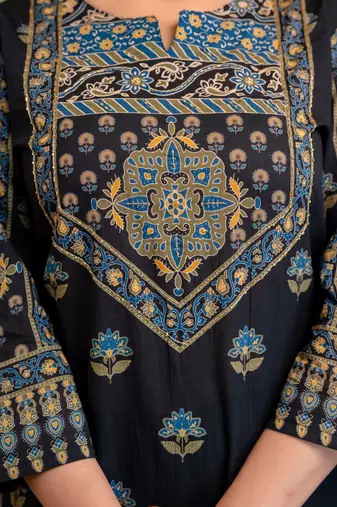 women ethnic motifs embroidered beads and stones  cotton kurta with palazzos & with dupatta