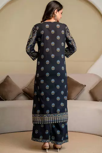women ethnic motifs embroidered beads and stones  cotton kurta with palazzos & with dupatta