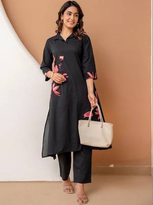 women floral printed patchwork  cotton kurta with trousers 6