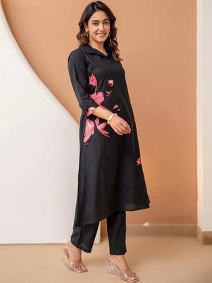women floral printed patchwork  cotton kurta with trousers 7