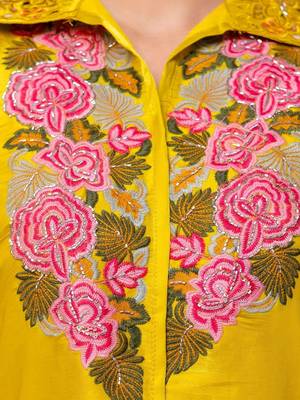 women floral embroidered regular thread work kurta with palazzos 3