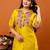 women floral embroidered regular thread work kurta with palazzos