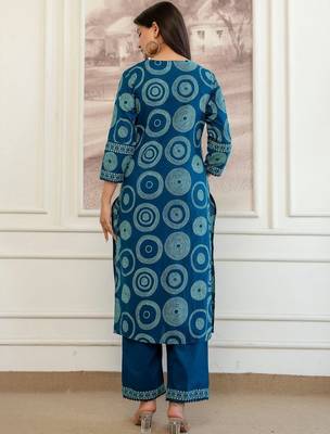 women bandhani printed  cotton kurta with trousers & with dupatta 4
