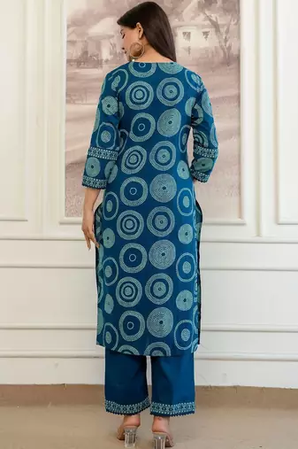 women bandhani printed  cotton kurta with trousers & with dupatta
