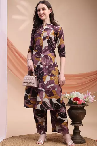 women floral printed regular kurta with palazzos