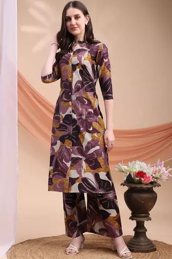 women floral printed regular kurta with palazzos
