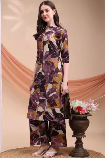 women floral printed regular kurta with palazzos
