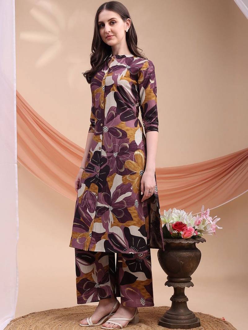 women floral printed regular kurta with palazzos