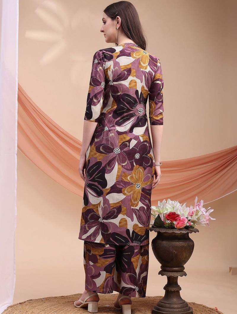 women floral printed regular kurta with palazzos