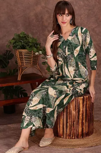 women ethnic motifs printed regular kurta with palazzos