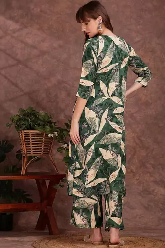 women ethnic motifs printed regular kurta with palazzos