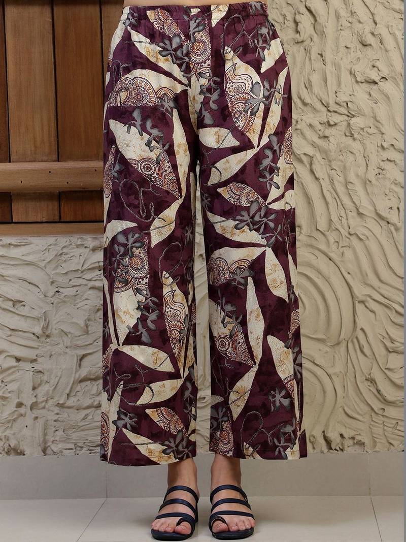 women ethnic motifs printed regular kurta with palazzos