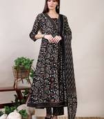 women floral printed empire kurta with trousers & with dupatta