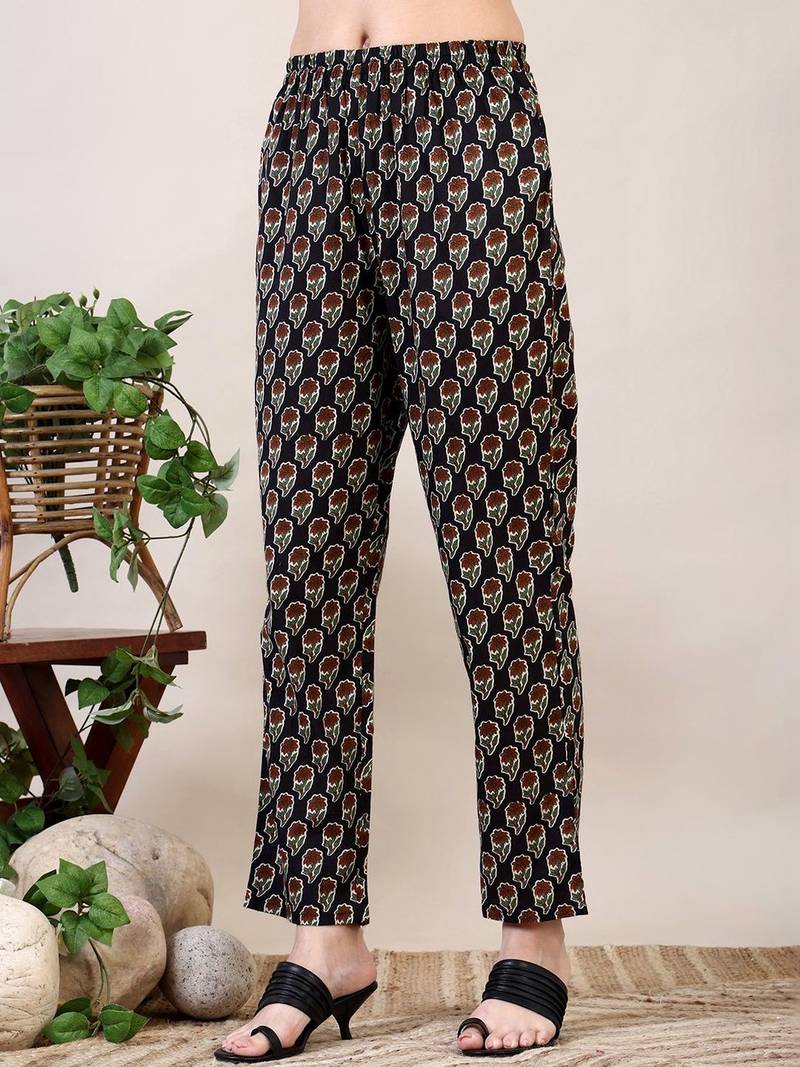 women floral printed empire kurta with trousers & with dupatta