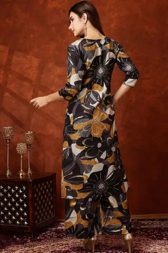 women floral printed regular kurta with palazzos