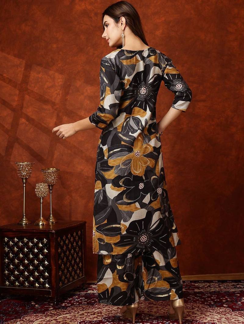 women floral printed regular kurta with palazzos