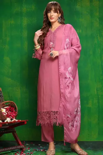 women floral solid kurta with trouser & dupatta