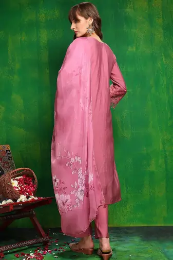 women floral solid kurta with trouser & dupatta