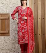 women bandhani embroidered regular thread work  cotton kurta with trousers & with dupatta
