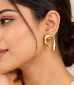 Gold-toned abstract arch stud earrings, anti-tarnish