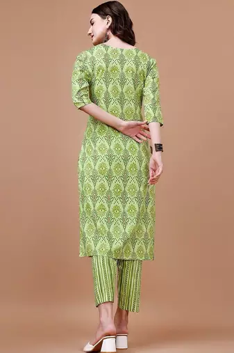 women ethnic motifs printed kurta with trousers & with dupatta