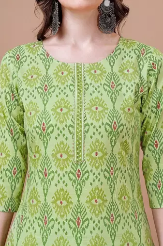 women ethnic motifs printed kurta with trousers & with dupatta