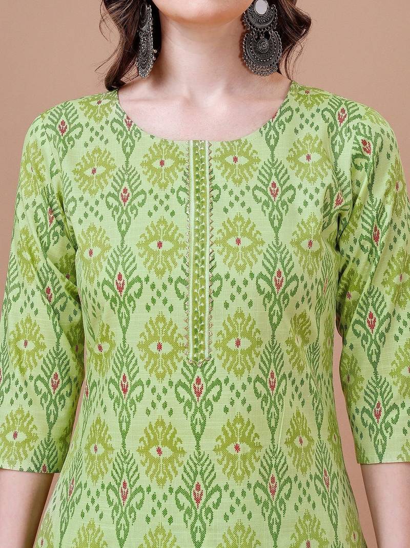 women ethnic motifs printed kurta with trousers & with dupatta