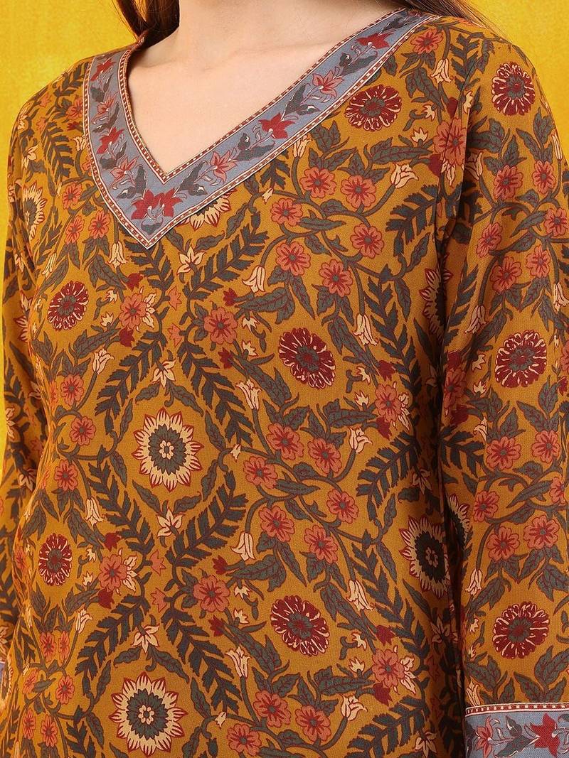women ethnic motifs printed regular kurta with patiala & with dupatta