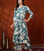 women floral printed regular kurta with palazzos