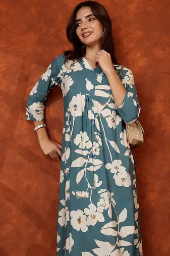 women floral printed regular kurta with palazzos