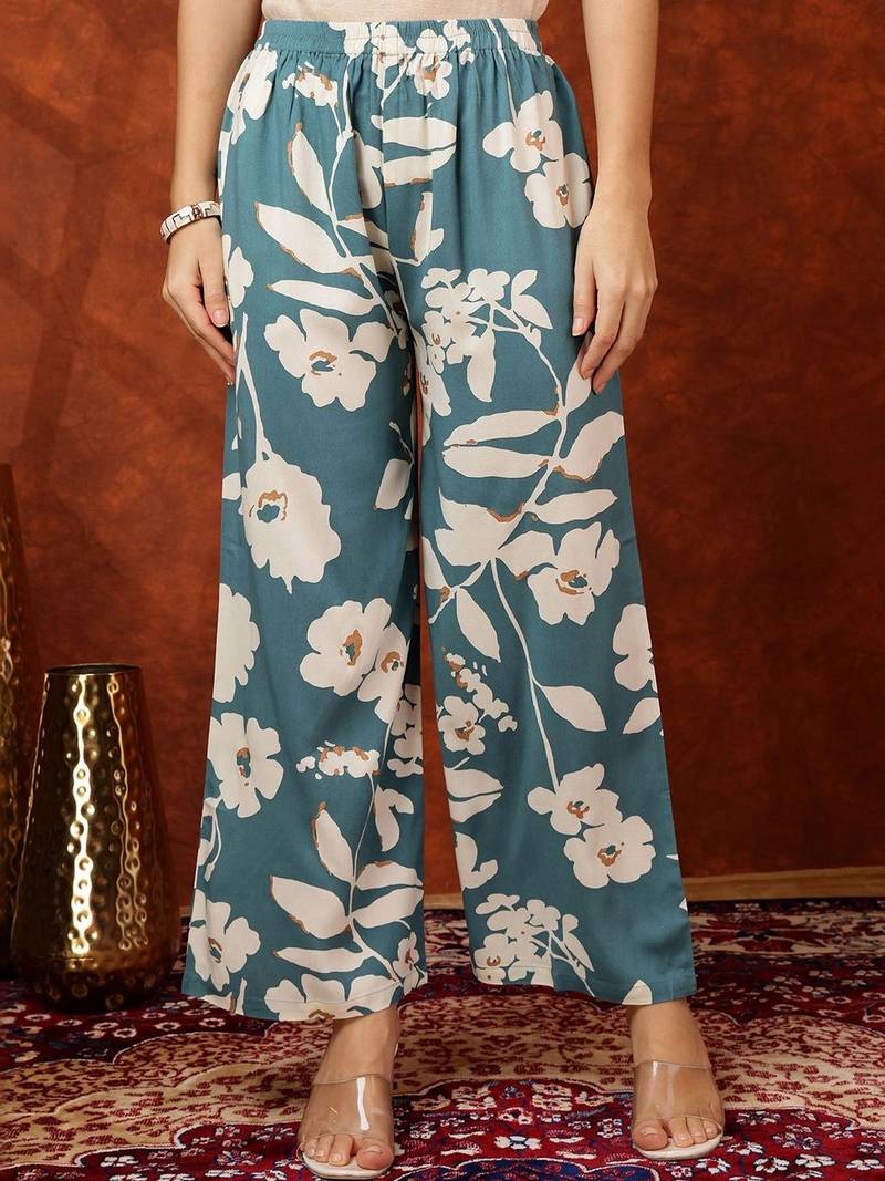 women floral printed regular kurta with palazzos