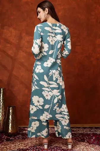 women floral printed regular kurta with palazzos
