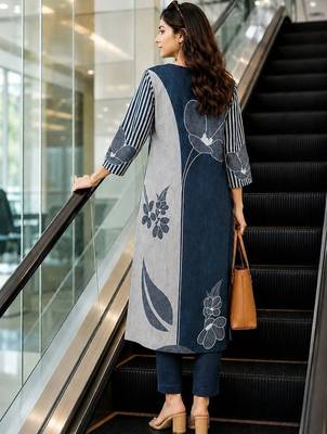 women floral printed regular  cotton kurta with trousers & with dupatta 3