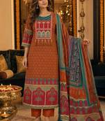 women ethnic motifs printed regular  cotton kurta with trousers & with dupatta