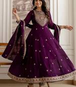 women ethnic motifs embroidered regular  silk kurta with trousers & with dupatta