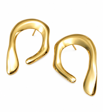 Gold-toned abstract arch stud earrings, anti-tarnish 5