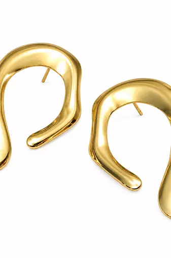 Gold-toned abstract arch stud earrings, anti-tarnish