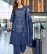 women ethnic motifs printed regular  cotton kurta with palazzos & with dupatta