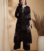 women floral printed regular sequinned a-line kurta with palazzos