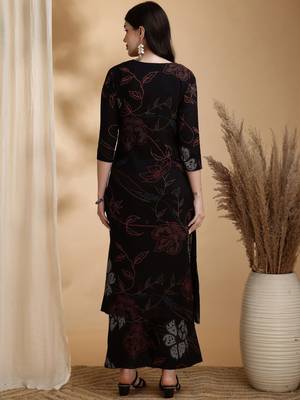 women floral printed regular sequinned a-line kurta with palazzos 5
