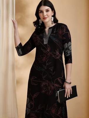 women floral printed regular sequinned a-line kurta with palazzos 7