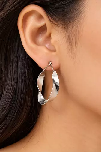 Twisted hoop earrings baali, silver tone anti-tarnish