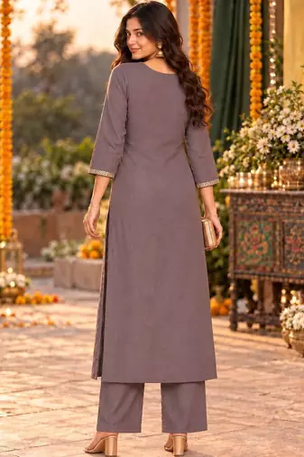 women ethnic motifs embroidered regular thread work kurta with palazzos & with dupatta