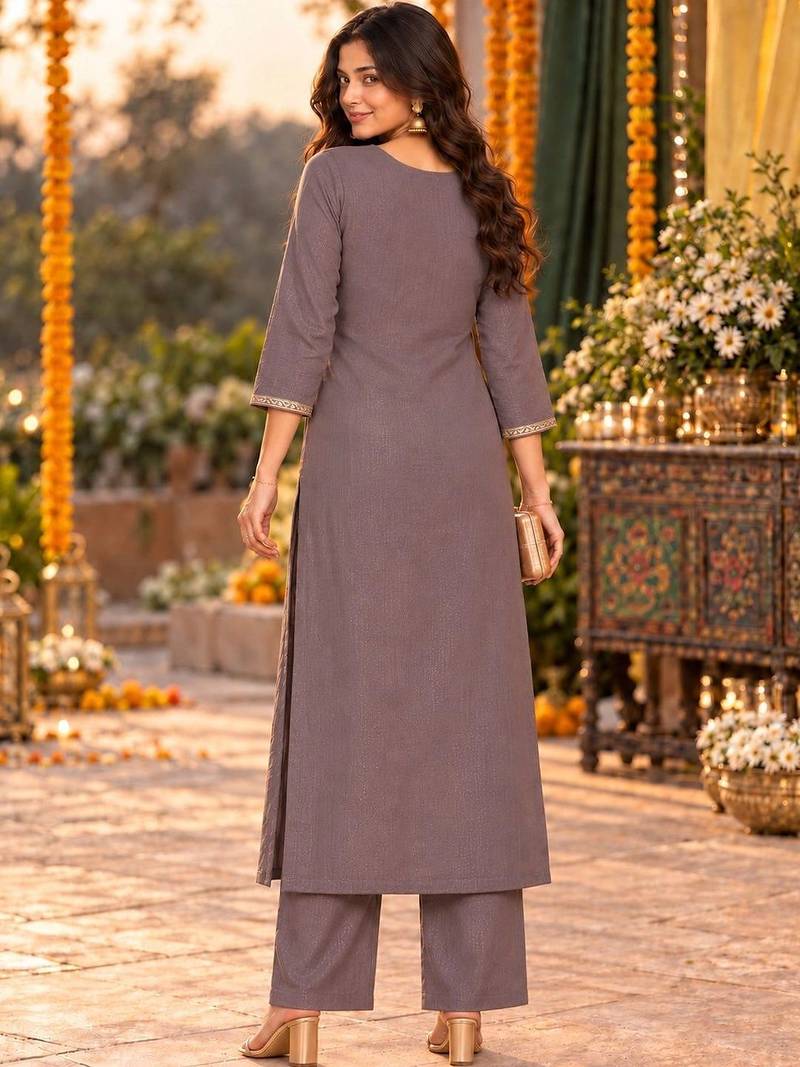 women ethnic motifs embroidered regular thread work kurta with palazzos & with dupatta