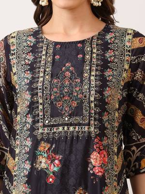 ethnic motifs printed straight kurta with palazzos & dupatta 3