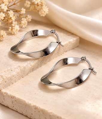Twisted hoop earrings baali, silver tone anti-tarnish 2