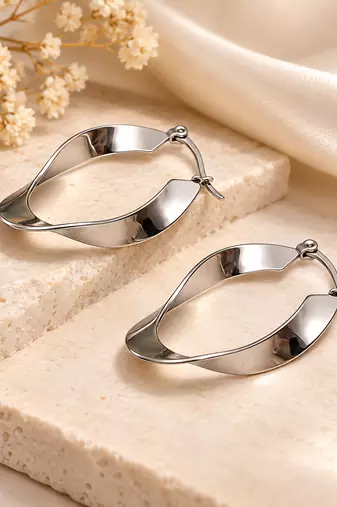 Twisted hoop earrings baali, silver tone anti-tarnish