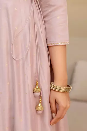 ethnic motifs printed thread work  silk kurta with trousers & dupatta