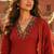 women ethnic motifs regular thread work  cotton kurta with palazzos & with dupatta